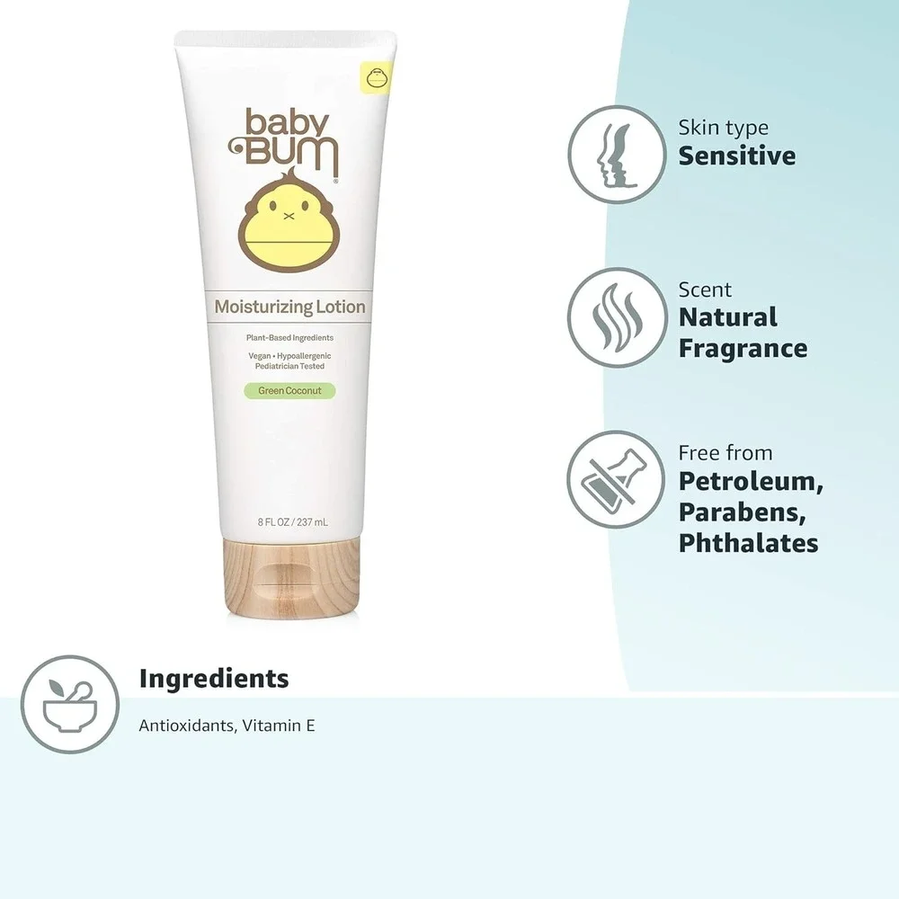 Baby Bum Moisturizing Lotion 8oz. Green Coconut Natural Fragrance E6B